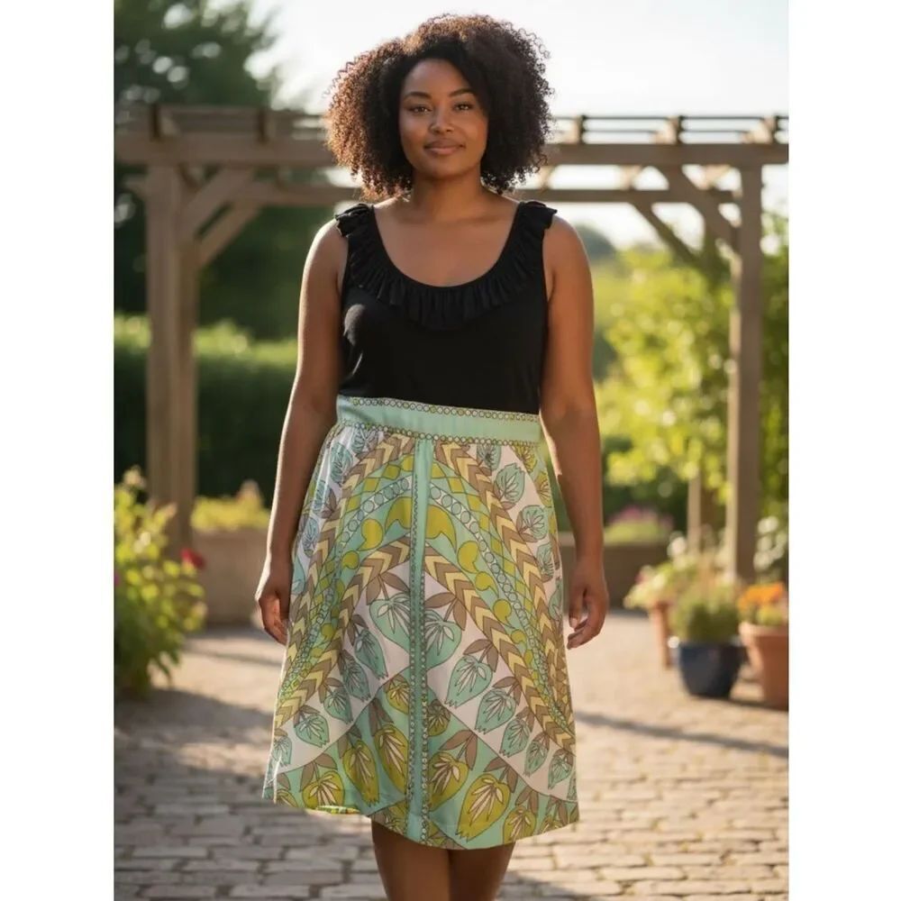 Maggy London Style Black Aqua Lime Print Shift Dress Size 14